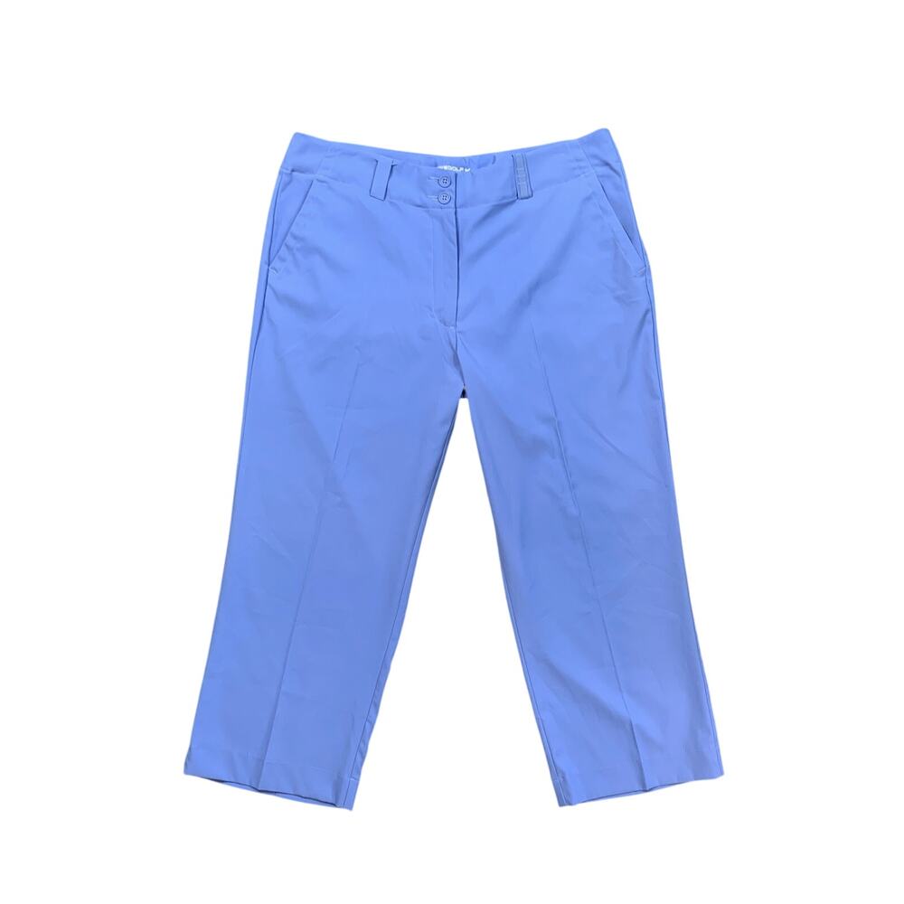 Nike Golf Pants Women 12 Periwinkle Dri Fit Moisture Wicking Double Button Capri